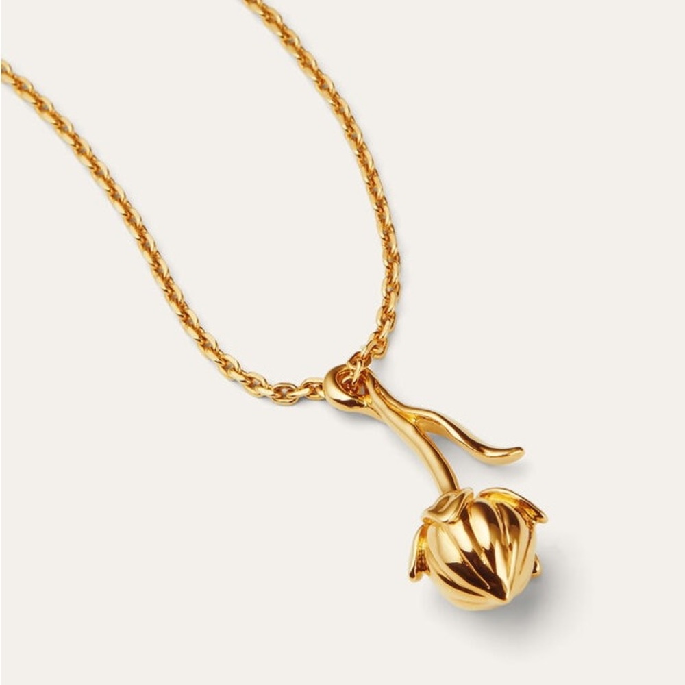 Loro Piana Linen Flower Bud Necklace Jewel Sun Gold (20DS)